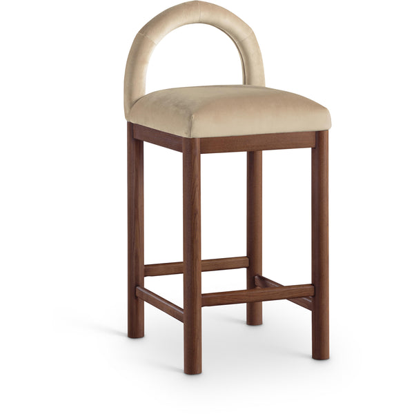 Meridian Conrad Beige Velvet Counter Stool IMAGE 1