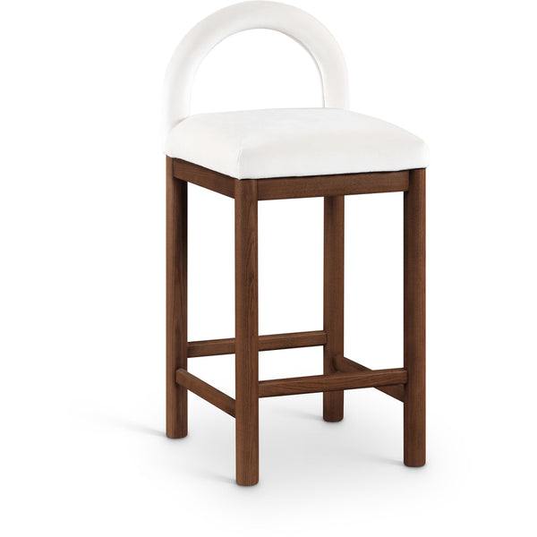 Meridian Conrad Cream Velvet Counter Stool IMAGE 1
