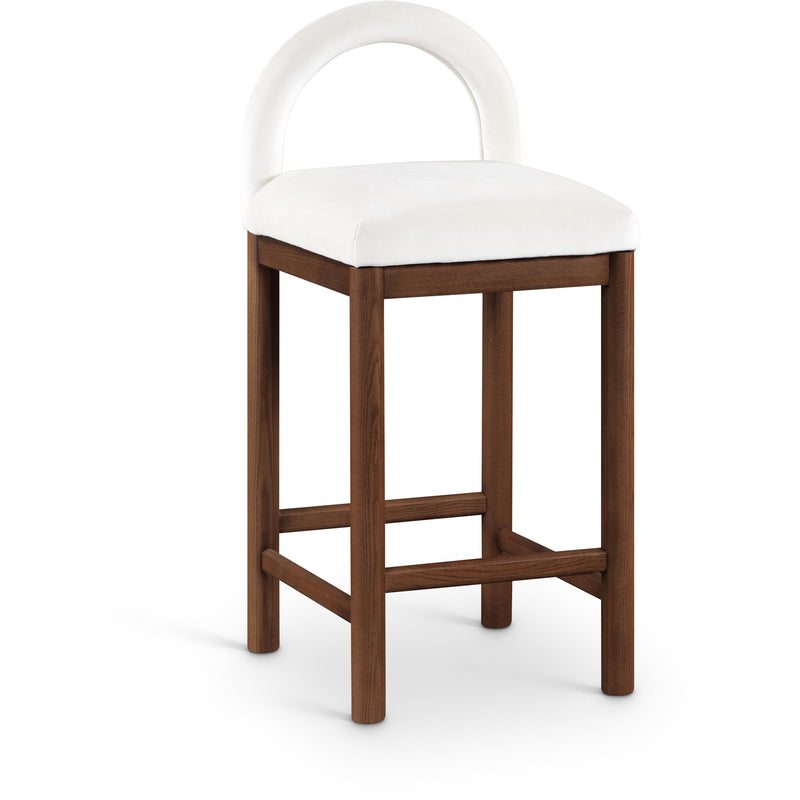 Meridian Conrad Cream Velvet Counter Stool IMAGE 1