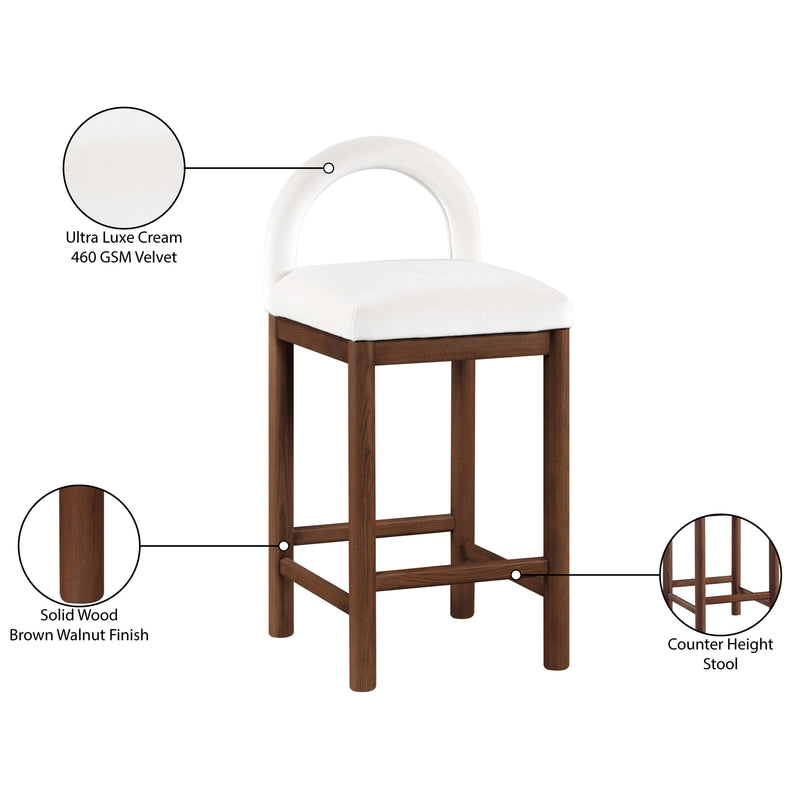 Meridian Conrad Cream Velvet Counter Stool IMAGE 9