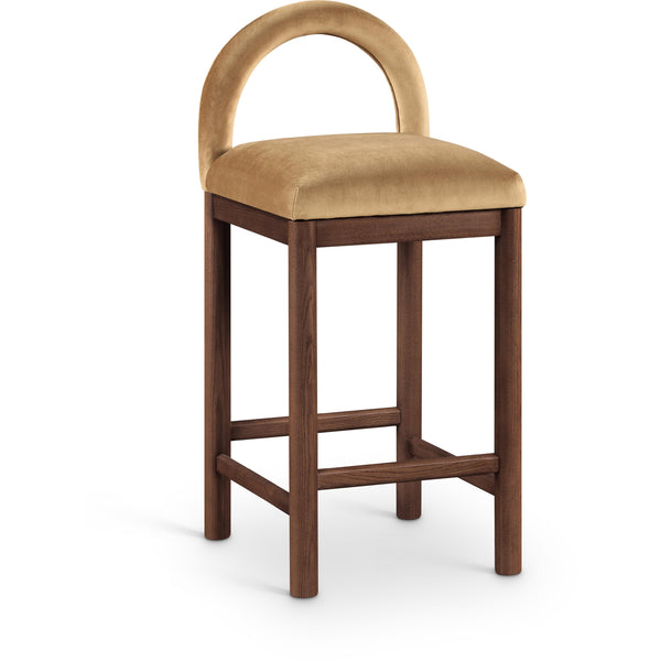 Meridian Conrad Saddle Velvet Counter Stool IMAGE 1