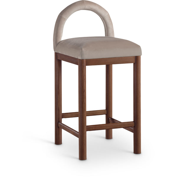 Meridian Conrad Taupe Velvet Counter Stool IMAGE 1