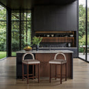 Meridian Conrad Taupe Velvet Counter Stool IMAGE 2