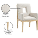 Meridian Gwendolyn Cream Linen Textured Fabric Dining Arm Chair IMAGE 10