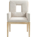 Meridian Gwendolyn Cream Linen Textured Fabric Dining Arm Chair IMAGE 3