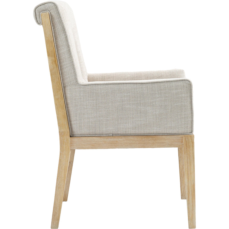 Meridian Gwendolyn Cream Linen Textured Fabric Dining Arm Chair IMAGE 4