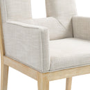Meridian Gwendolyn Cream Linen Textured Fabric Dining Arm Chair IMAGE 7
