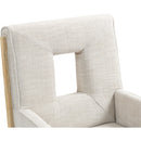 Meridian Gwendolyn Cream Linen Textured Fabric Dining Arm Chair IMAGE 8