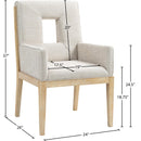 Meridian Gwendolyn Cream Linen Textured Fabric Dining Arm Chair IMAGE 9