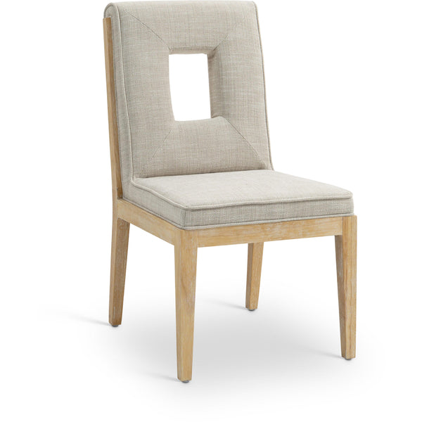 Meridian Gwendolyn Cream Linen Textured Fabric Dining Side Chair IMAGE 1