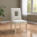 Meridian Gwendolyn Cream Linen Textured Fabric Dining Side Chair IMAGE 2