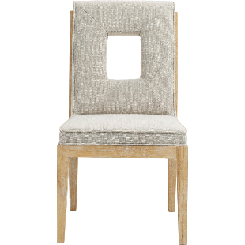 Meridian Gwendolyn Cream Linen Textured Fabric Dining Side Chair IMAGE 3