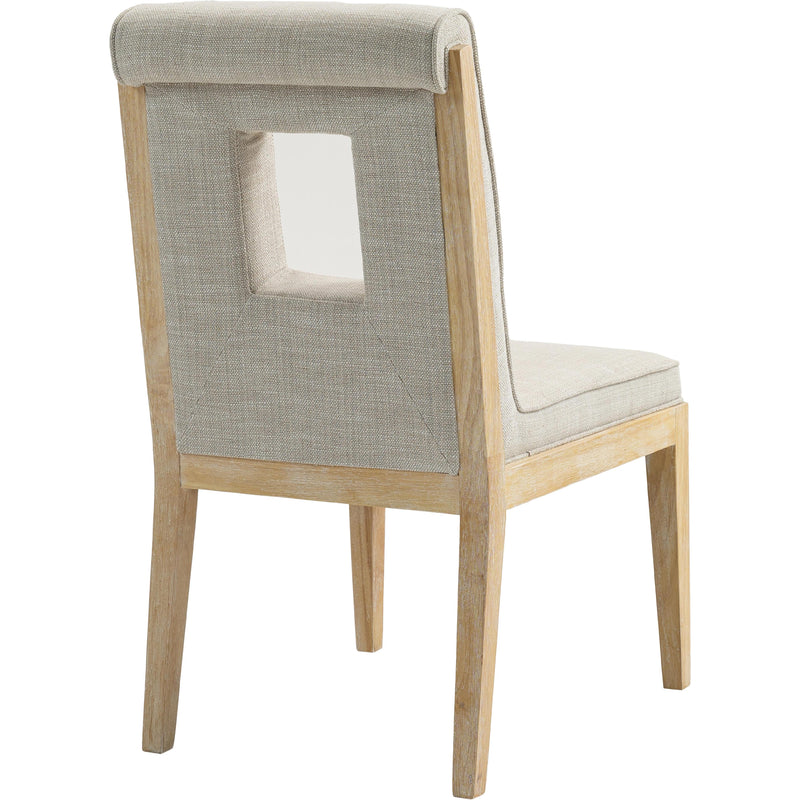 Meridian Gwendolyn Cream Linen Textured Fabric Dining Side Chair IMAGE 6