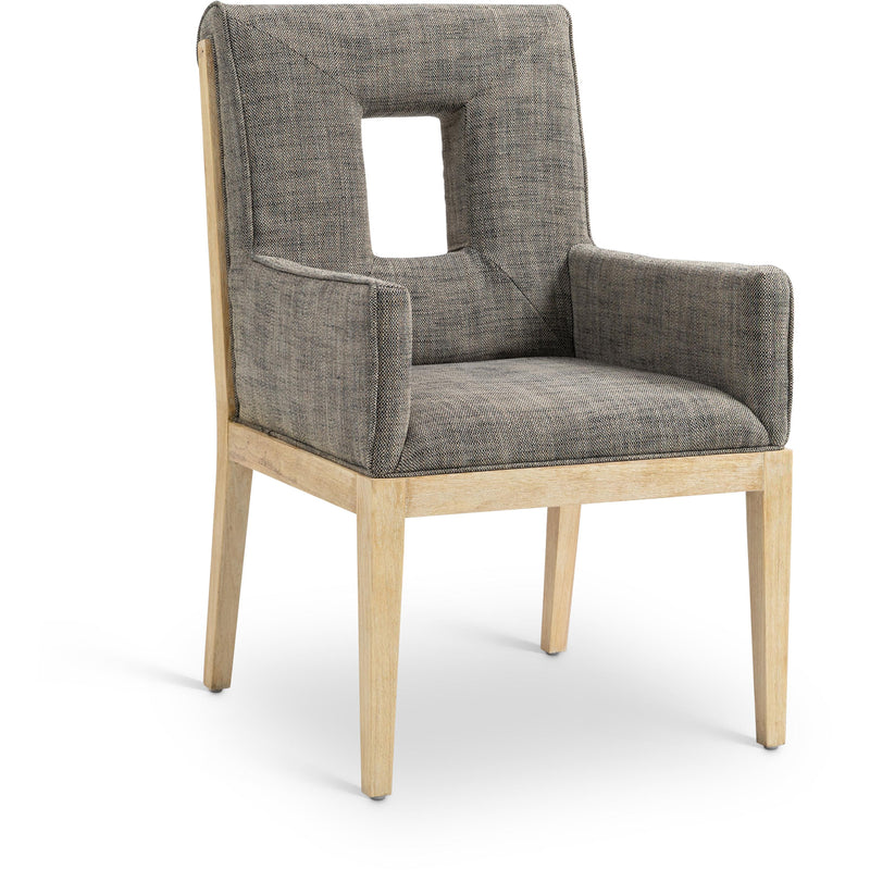 Meridian Gwendolyn Grey Linen Textured Fabric Dining Arm Chair IMAGE 1