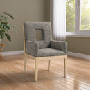 Meridian Gwendolyn Grey Linen Textured Fabric Dining Arm Chair IMAGE 2
