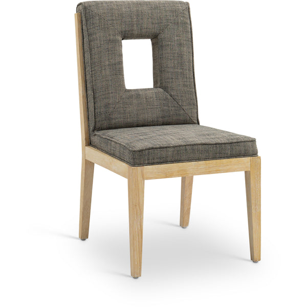 Meridian Gwendolyn Grey Linen Textured Fabric Dining Side Chair IMAGE 1