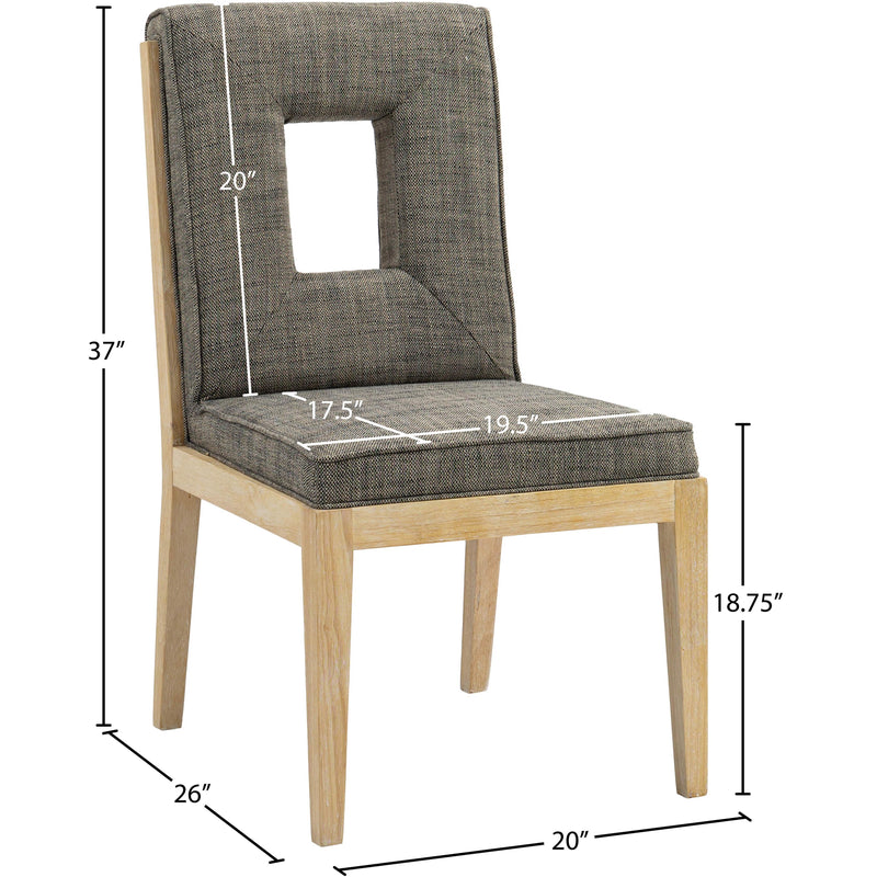 Meridian Gwendolyn Grey Linen Textured Fabric Dining Side Chair IMAGE 9