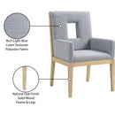 Meridian Gwendolyn Light Blue Linen Textured Fabric Dining Arm Chair IMAGE 10