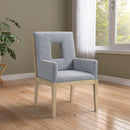 Meridian Gwendolyn Light Blue Linen Textured Fabric Dining Arm Chair IMAGE 2