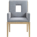 Meridian Gwendolyn Light Blue Linen Textured Fabric Dining Arm Chair IMAGE 3
