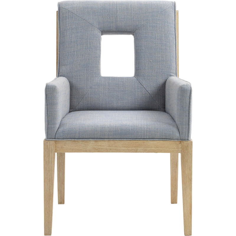Meridian Gwendolyn Light Blue Linen Textured Fabric Dining Arm Chair IMAGE 3