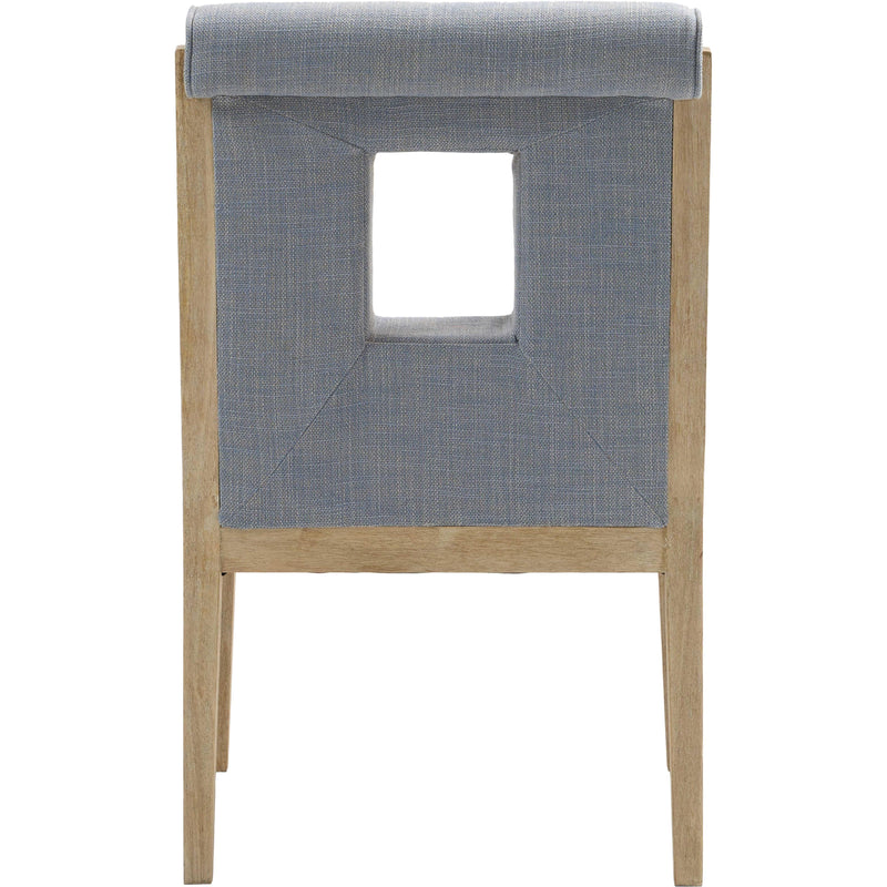 Meridian Gwendolyn Light Blue Linen Textured Fabric Dining Arm Chair IMAGE 5