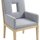 Meridian Gwendolyn Light Blue Linen Textured Fabric Dining Arm Chair IMAGE 7