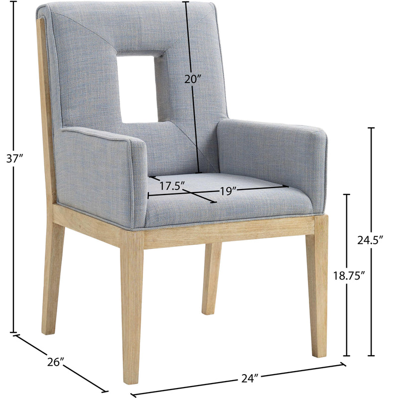 Meridian Gwendolyn Light Blue Linen Textured Fabric Dining Arm Chair IMAGE 9