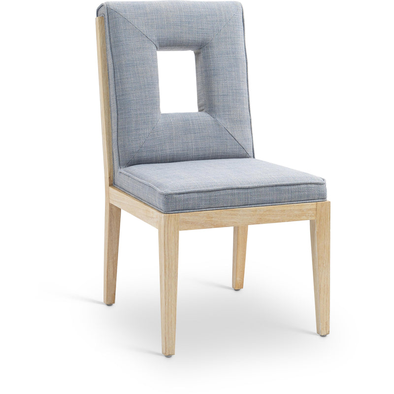 Meridian Gwendolyn Light Blue Linen Textured Fabric Dining Side Chair IMAGE 1