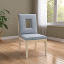 Meridian Gwendolyn Light Blue Linen Textured Fabric Dining Side Chair IMAGE 2