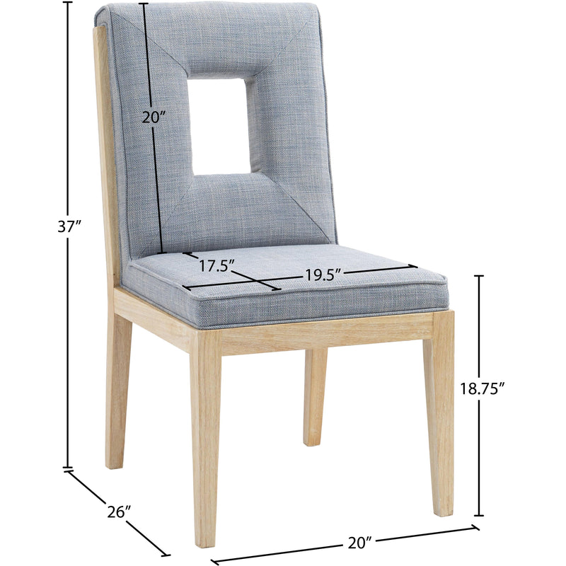Meridian Gwendolyn Light Blue Linen Textured Fabric Dining Side Chair IMAGE 9