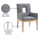 Meridian Gwendolyn Navy Linen Textured Fabric Dining Arm Chair IMAGE 10