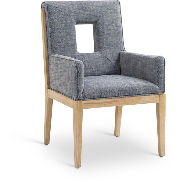 Meridian Gwendolyn Navy Linen Textured Fabric Dining Arm Chair IMAGE 1