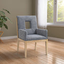 Meridian Gwendolyn Navy Linen Textured Fabric Dining Arm Chair IMAGE 2