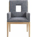 Meridian Gwendolyn Navy Linen Textured Fabric Dining Arm Chair IMAGE 3