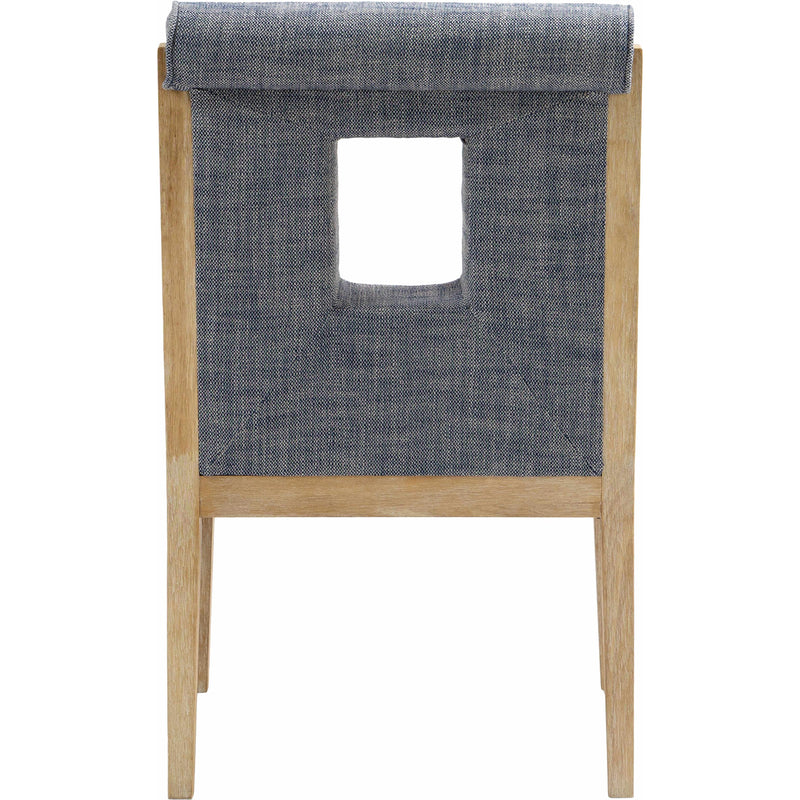 Meridian Gwendolyn Navy Linen Textured Fabric Dining Arm Chair IMAGE 5