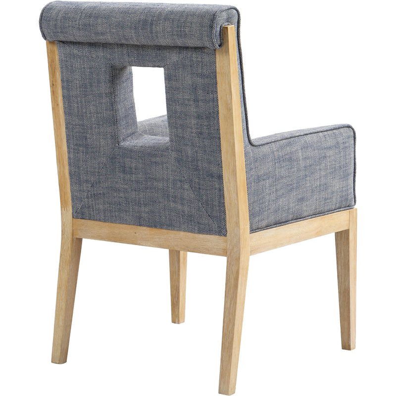 Meridian Gwendolyn Navy Linen Textured Fabric Dining Arm Chair IMAGE 6
