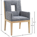 Meridian Gwendolyn Navy Linen Textured Fabric Dining Arm Chair IMAGE 9