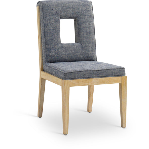 Meridian Gwendolyn Navy Linen Textured Fabric Dining Side Chair IMAGE 1