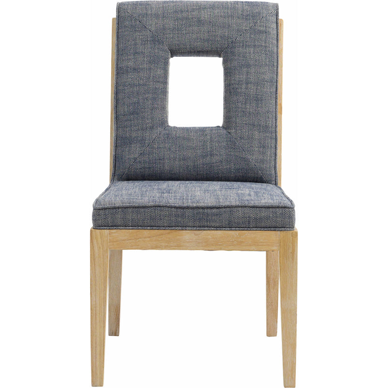 Meridian Gwendolyn Navy Linen Textured Fabric Dining Side Chair IMAGE 3