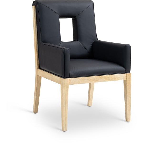 Meridian Gwendolyn Black Vegan Leather Dining Arm Chair IMAGE 1