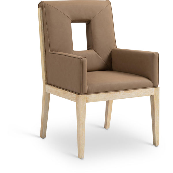 Meridian Gwendolyn Brown Vegan Leather Dining Arm Chair IMAGE 1