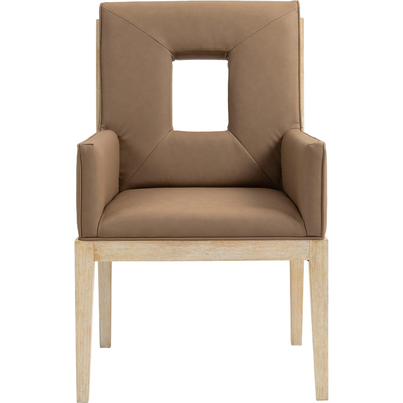 Meridian Gwendolyn Brown Vegan Leather Dining Arm Chair IMAGE 3