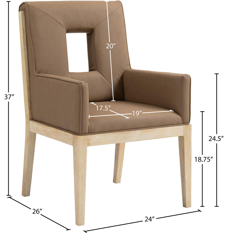 Meridian Gwendolyn Brown Vegan Leather Dining Arm Chair IMAGE 9
