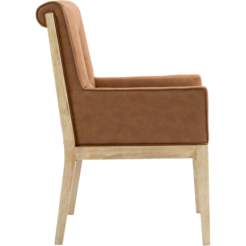 Meridian Gwendolyn Cognac Vegan Leather Dining Arm Chair IMAGE 4