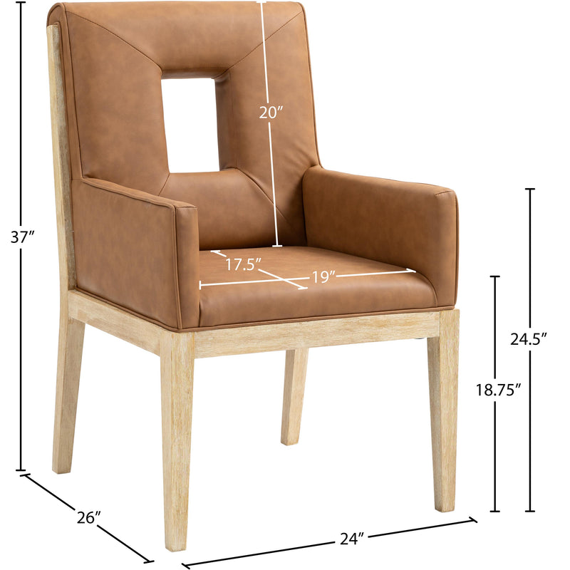 Meridian Gwendolyn Cognac Vegan Leather Dining Arm Chair IMAGE 9