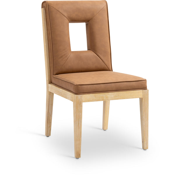 Meridian Gwendolyn Cognac Vegan Leather Dining Side Chair IMAGE 1
