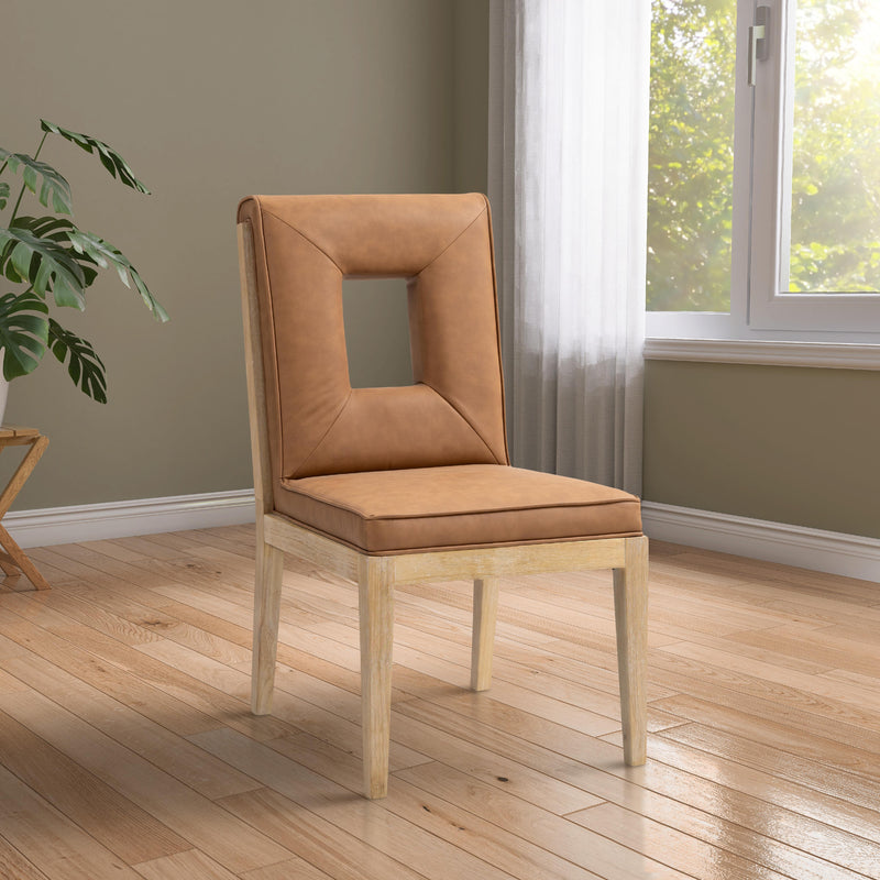 Meridian Gwendolyn Cognac Vegan Leather Dining Side Chair IMAGE 2