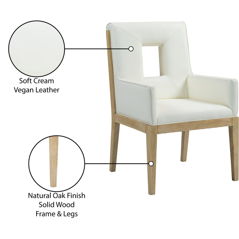 Meridian Gwendolyn Cream Vegan Leather Dining Arm Chair IMAGE 10