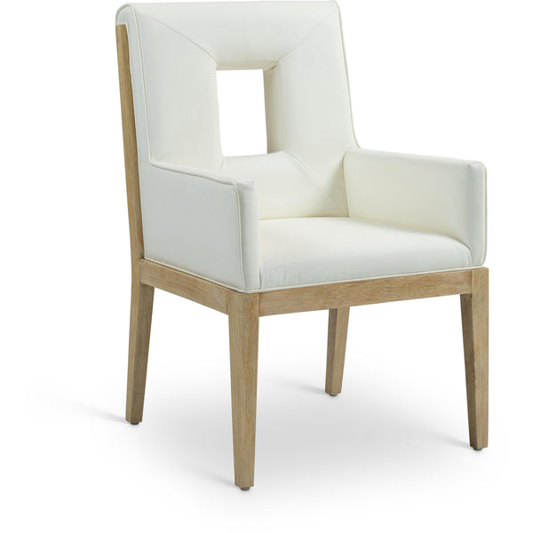 Meridian Gwendolyn Cream Vegan Leather Dining Arm Chair IMAGE 1